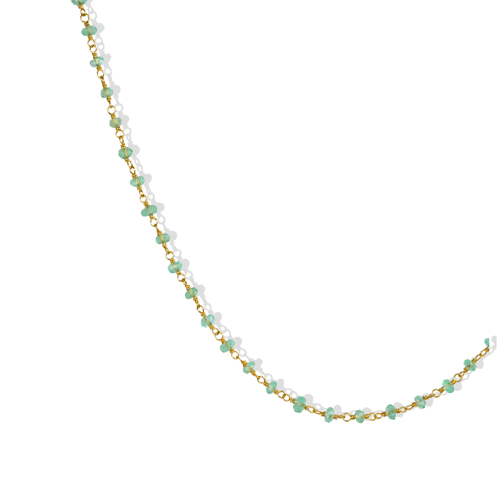 20K Hand - Wrapped Small Faceted Light Green Emerald Beaded Necklace - Peridot Fine Jewelry - Caroline Ellen