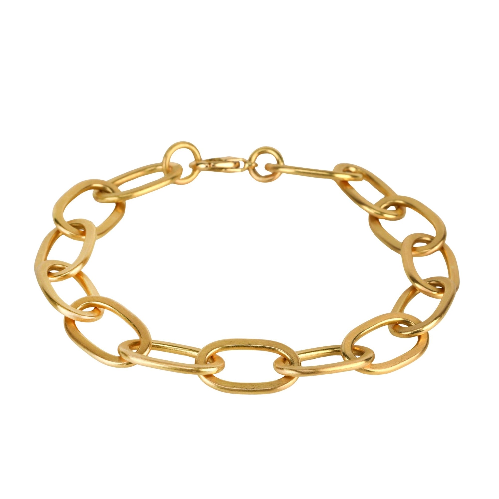 20K Handmade "Airy Cushion" Rectangle Link Bracelet - Peridot Fine Jewelry - Caroline Ellen