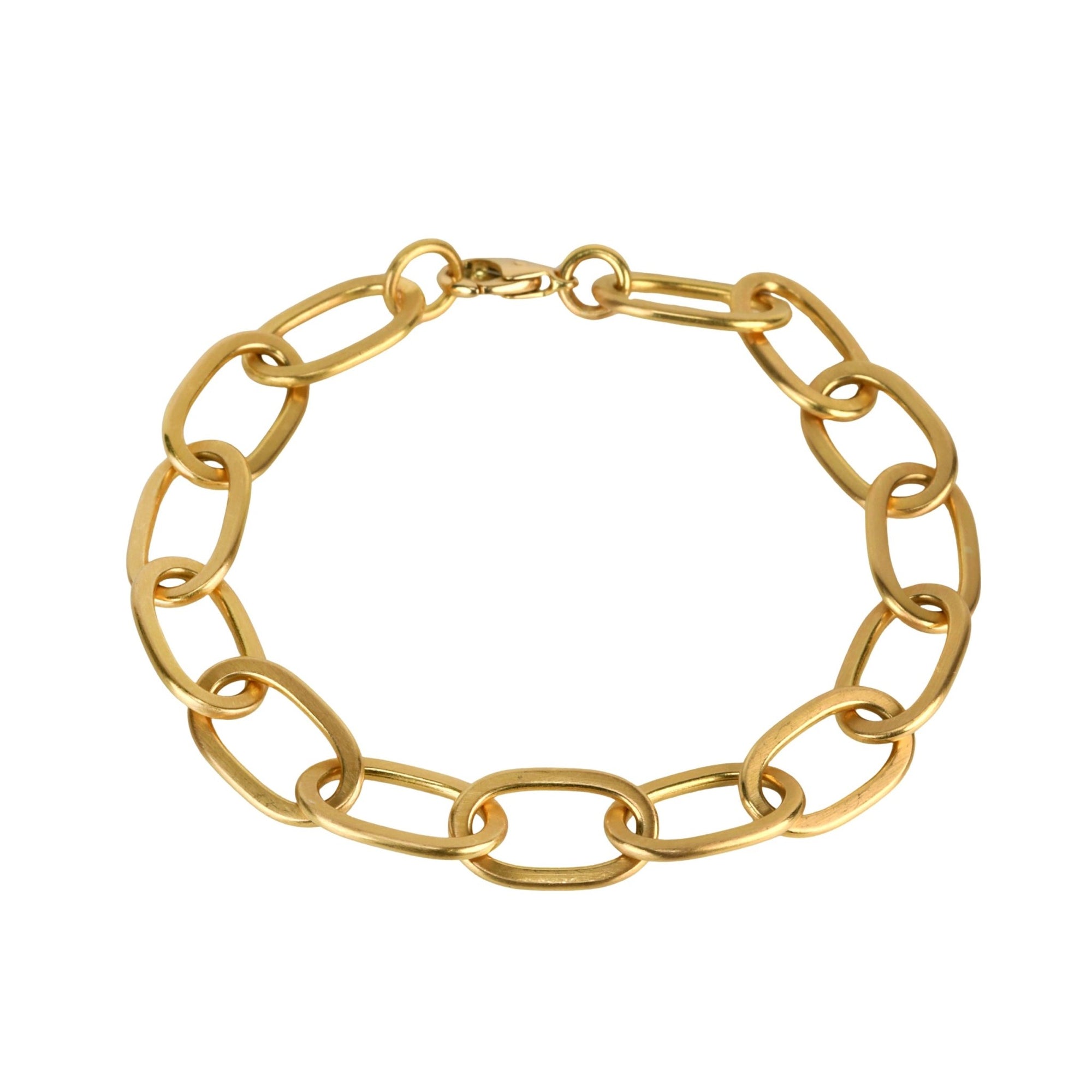 20K Handmade "Airy Cushion" Rectangle Link Bracelet - Peridot Fine Jewelry - Caroline Ellen