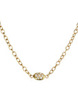 20K Handmade Chain Necklace with Double - Sided Pave Diamond "Nugget" Centerpiece - Peridot Fine Jewelry - Caroline Ellen