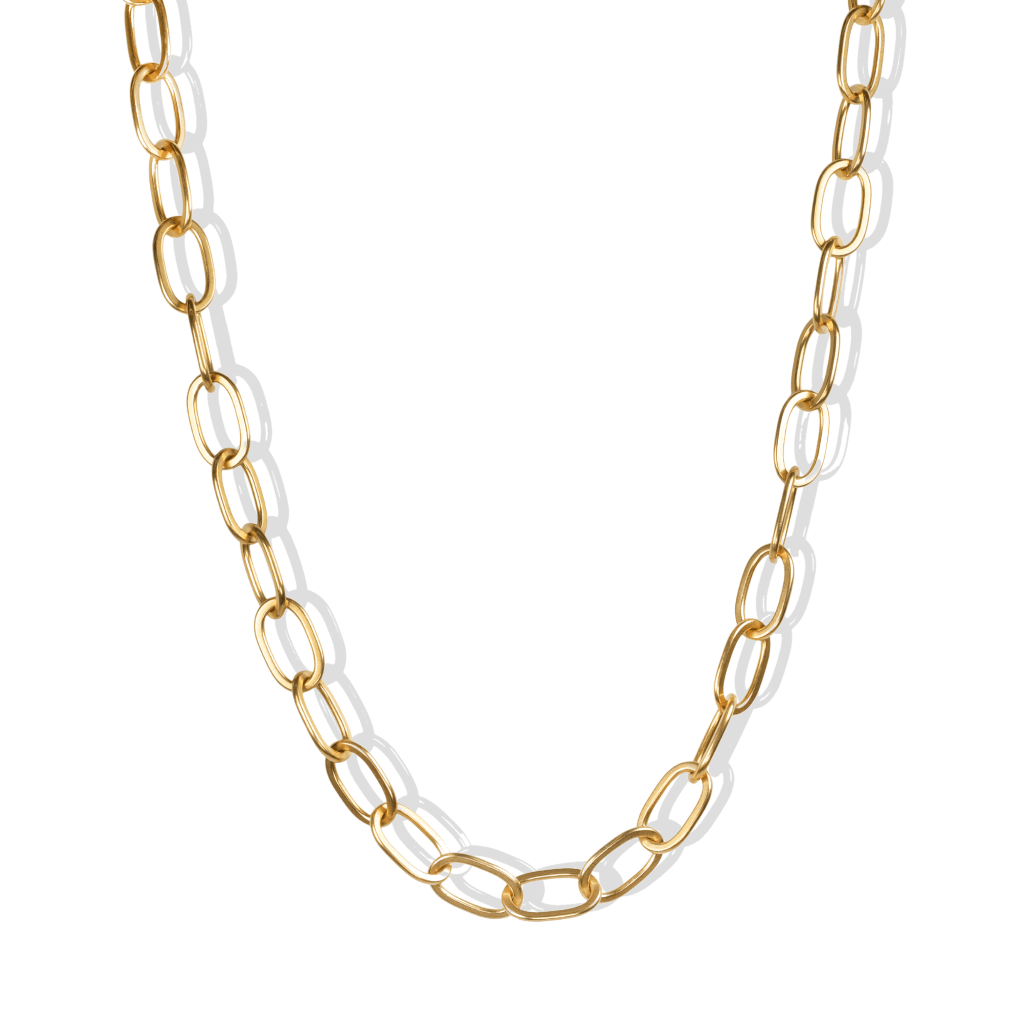 20K Handmade "Flattened Airy Cushion" Chain Necklace - Peridot Fine Jewelry - Caroline Ellen