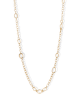 20K Handmade Large "Airy" Chain Necklace with Varying Sized Oval Links & Single Pave Diamond Link - Peridot Fine Jewelry - Caroline Ellen