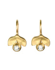 20K Laurel Earrings with Bezel Set Diamond on Stationary Ear Wires - Peridot Fine Jewelry - Caroline Ellen