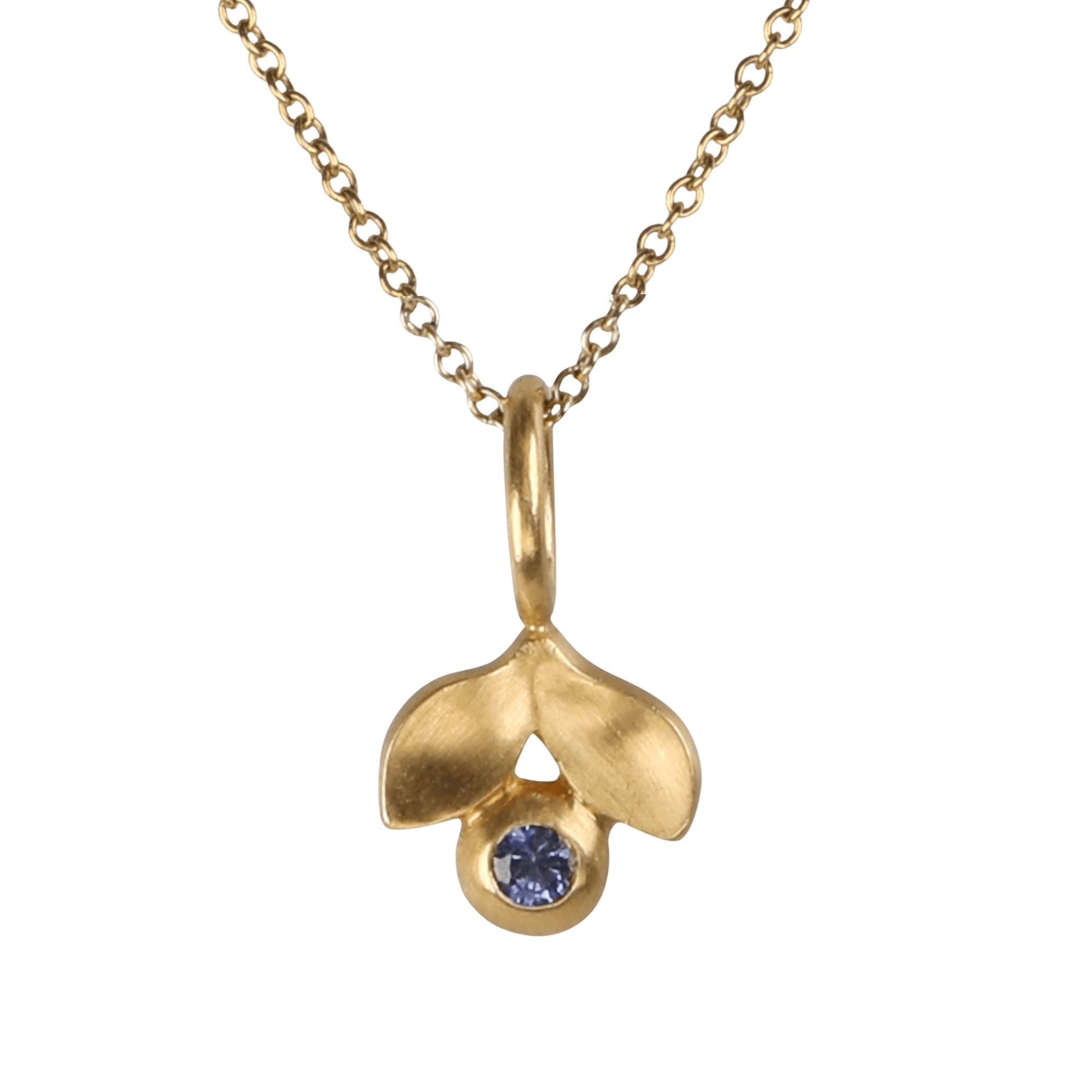 20K "Laurel" Pendant with Blue Sapphire - Peridot Fine Jewelry - Caroline Ellen