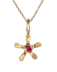 20K "Mini" Flower Pendant with Center Ruby - Peridot Fine Jewelry - Caroline Ellen
