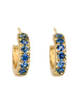 20K & Pave Blue Sapphire "Chunky" Small Hoop Earrings - Peridot Fine Jewelry - Caroline Ellen