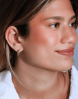 20K & Pave Blue Sapphire "Chunky" Small Hoop Earrings - Peridot Fine Jewelry - Caroline Ellen