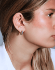 20K & Pave Blue Sapphire "Chunky" Small Hoop Earrings - Peridot Fine Jewelry - Caroline Ellen