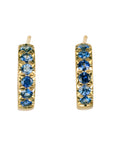 20K & Pave Blue Sapphire "Chunky" Small Hoop Earrings - Peridot Fine Jewelry - Caroline Ellen