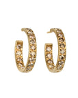 20K & Pave Cognac Diamond Hoop Earrings - Peridot Fine Jewelry - Caroline Ellen