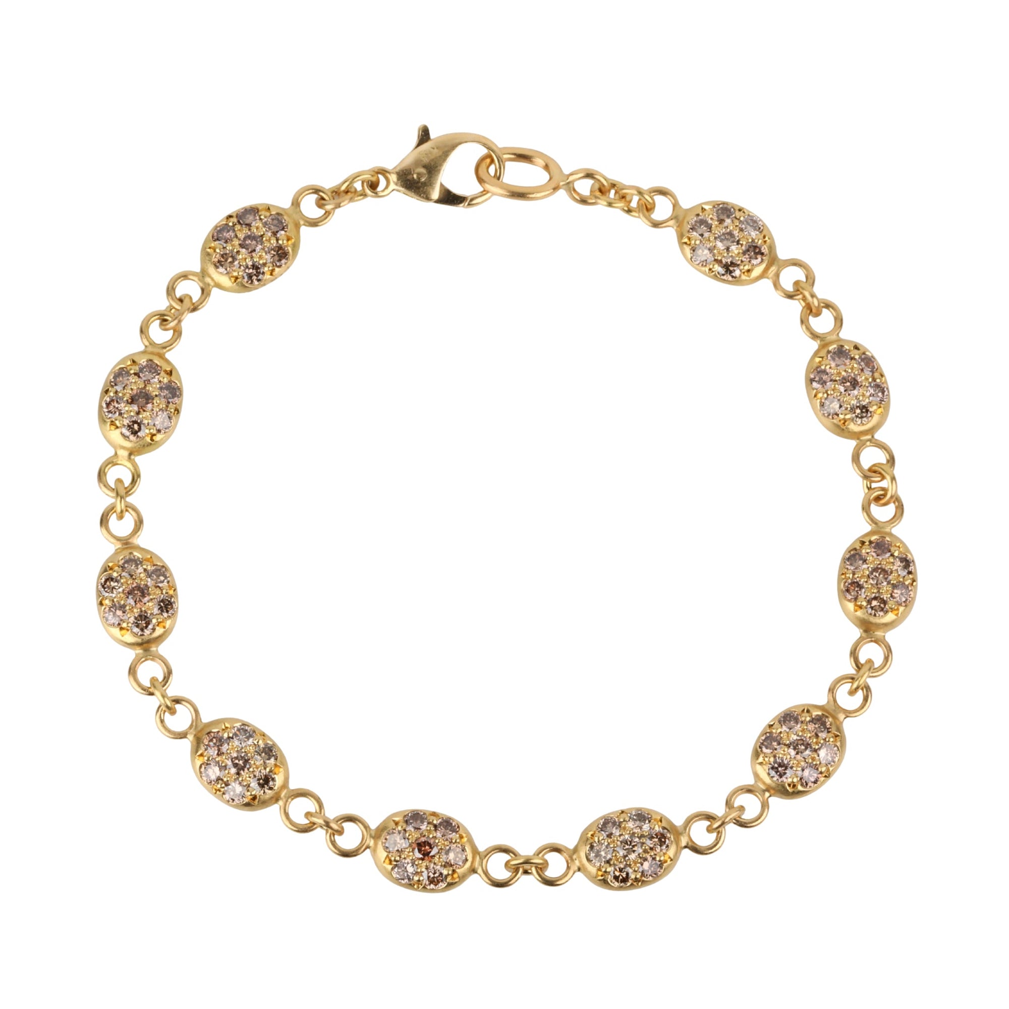 20K & Pave Cognac Diamond Smaller Double-Sided Nugget Tennis Style Bracelet - Peridot Fine Jewelry - Caroline Ellen