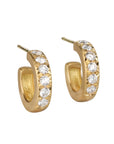 20K & Pave Diamond "Chunky" Small Hoop Earrings - Peridot Fine Jewelry - Caroline Ellen