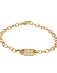 20K & Pave Diamond "Chunky Tag" Bracelet with Handmade Chain - Peridot Fine Jewelry - Caroline Ellen