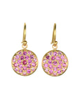 20K Round Medium "Lentil" Earrings with Pave Pink Sapphires - Peridot Fine Jewelry - Caroline Ellen