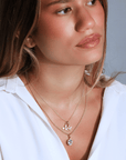 20K Rounded Five - Petal Flower Pendant with Pink Sapphire - Peridot Fine Jewelry - Caroline Ellen