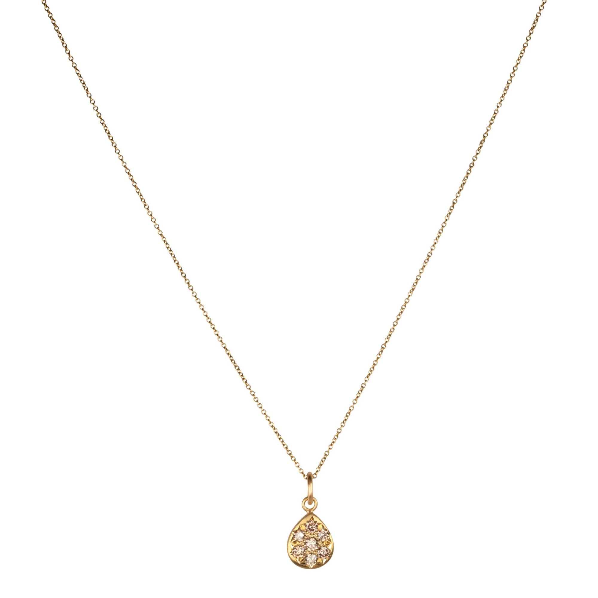 20K Teardrop Pendant with Star - Set Cognac Diamonds - Peridot Fine Jewelry - Caroline Ellen