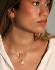 20K Three Petal Flower Pendant with Diamond Center - Peridot Fine Jewelry - Caroline Ellen