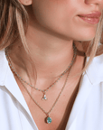 20K Three - Petal Flower Petal with Bezel Set Emerald - Peridot Fine Jewelry - Caroline Ellen