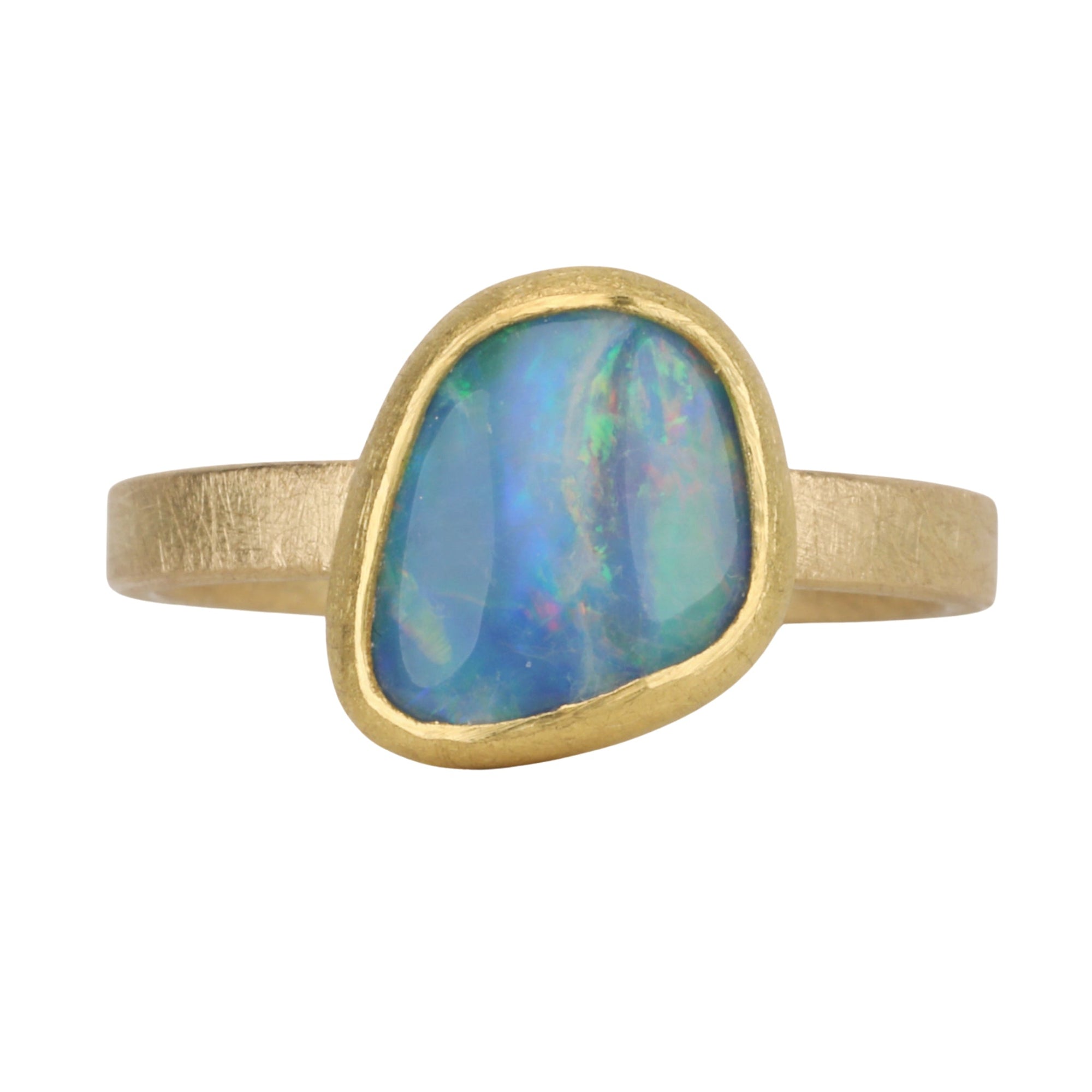 22 &amp; 18K Asymmetrical Australian Opal Ring - Peridot Fine Jewelry - Petra Class
