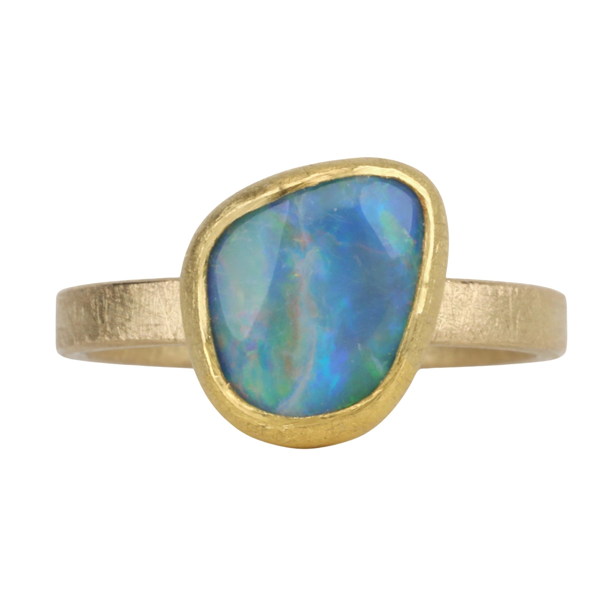 22 &amp; 18K Asymmetrical Australian Opal Ring - Peridot Fine Jewelry - Petra Class