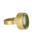 22 & 18K Bezel - Set Oval Aquamarine Ring - Peridot Fine Jewelry - Petra Class