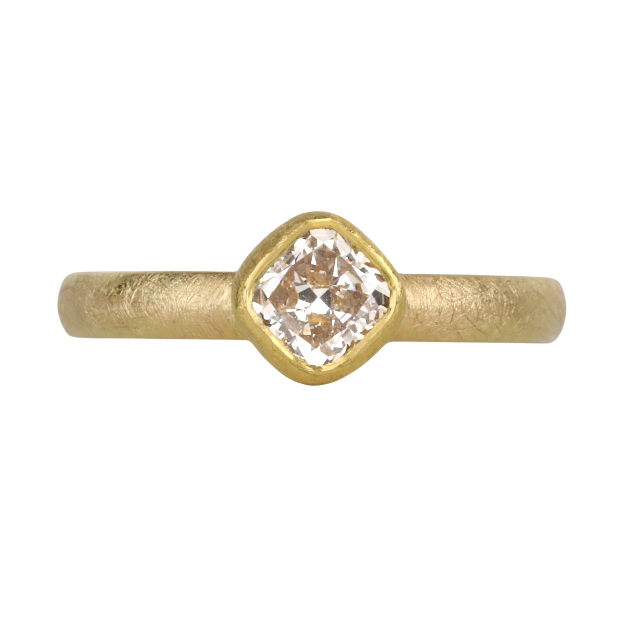 22 & 18K Bezel - Set Princess Cut Diamond Ring - Peridot Fine Jewelry - Petra Class