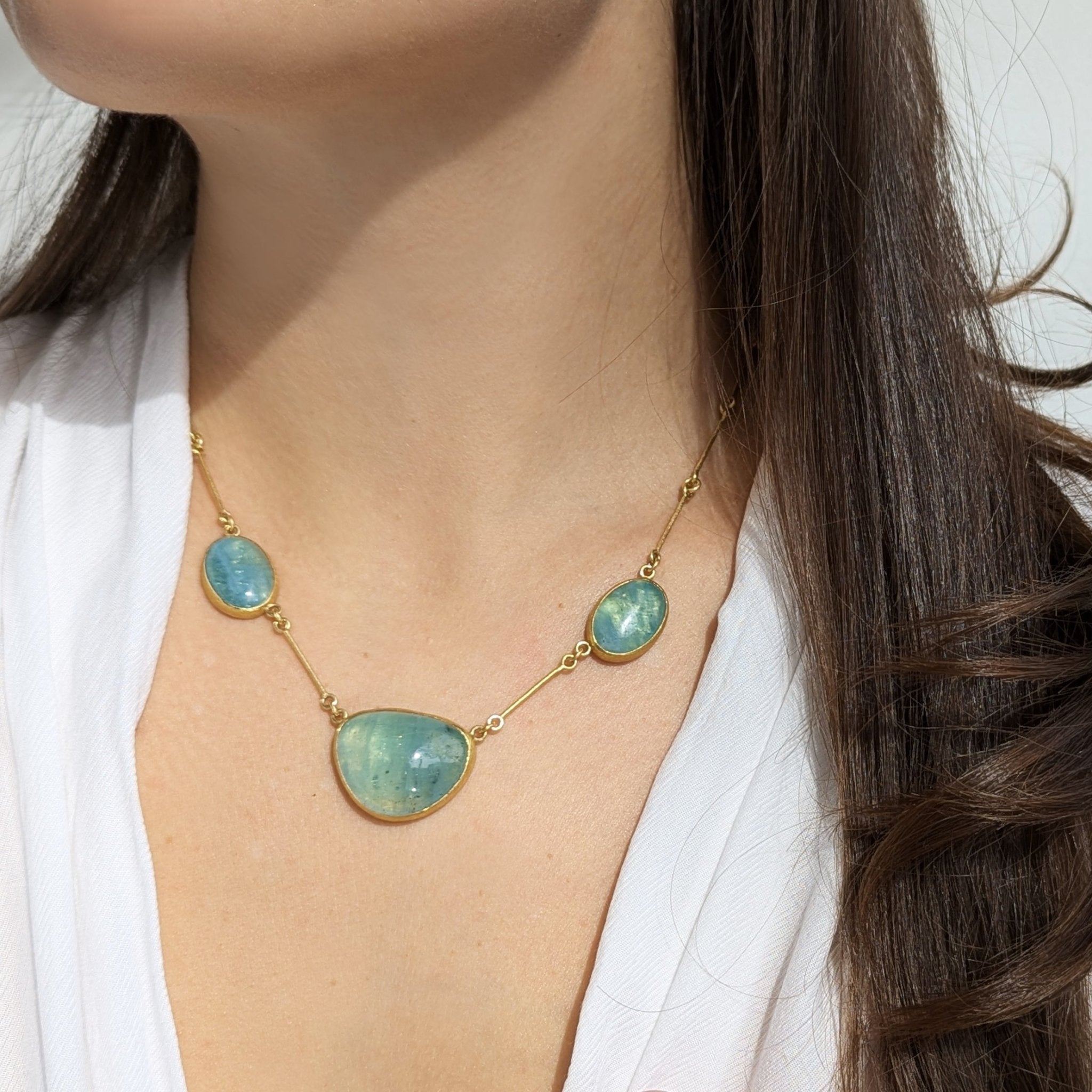 Petra Class Petra Is Making Necklaces Rough Cut Lapis Beaded Necklace