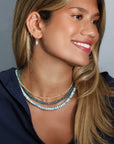 22K & 14K Bezel-Set Arizona Turquoise Marquise Shaped Drop Earrings - Peridot Fine Jewelry - Rosanne Pugliese