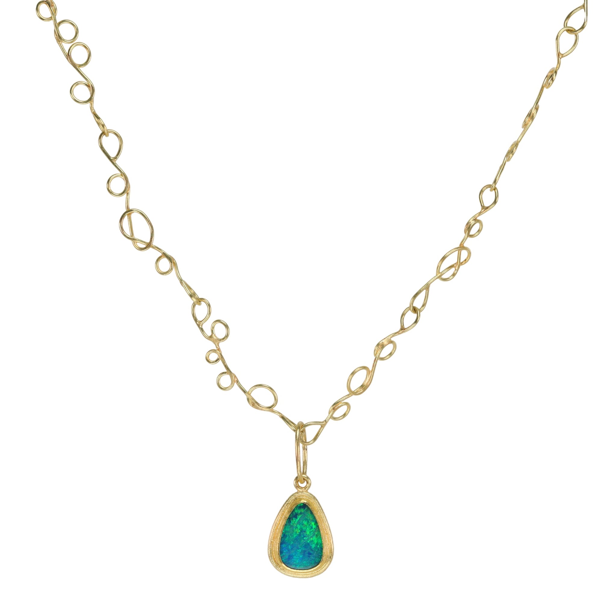 22K &amp; 18K and Australian Opal Doublet &quot;Frame&quot; Pendant - Peridot Fine Jewelry - Petra Class