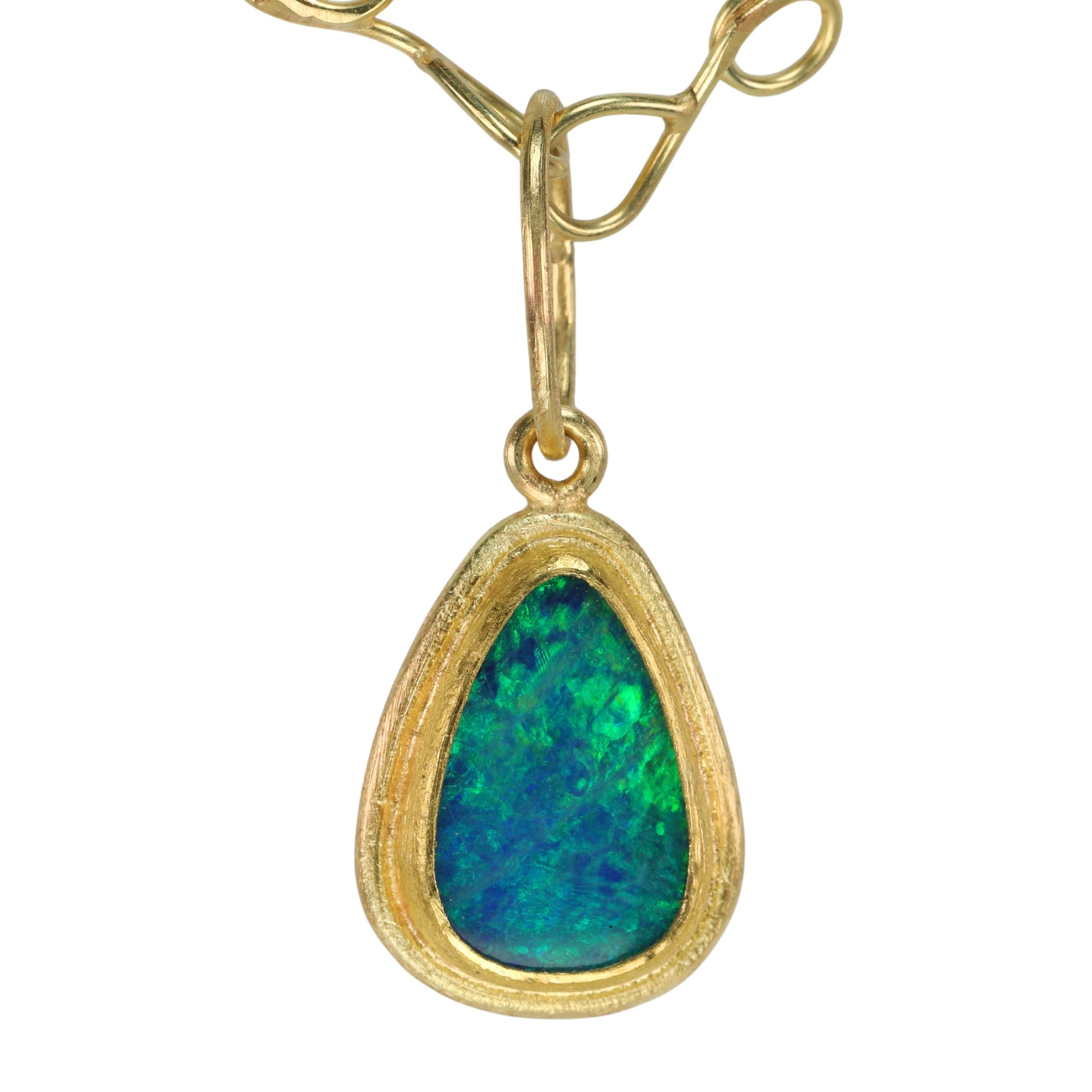 22K &amp; 18K and Australian Opal Doublet &quot;Frame&quot; Pendant - Peridot Fine Jewelry - Petra Class