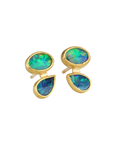 22K & 18K Bezel-Set Double Australian Opal Stud Earrings - Peridot Fine Jewelry - Petra Class