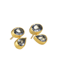 22K & 18K Bezel-Set Double Faceted Blue Sapphire Stud Earrings - Peridot Fine Jewelry - Petra Class