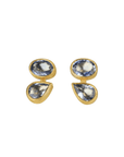 22K & 18K Bezel-Set Double Faceted Blue Sapphire Stud Earrings - Peridot Fine Jewelry - Petra Class