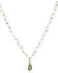 22K & 18K Bezel-Set Faceted Teardrop Aquamarine Pendant - Peridot Fine Jewelry - Petra Class