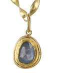 22K & 18K Bezel-Set Freeform Rosecut Blue Sapphire Pendant - Peridot Fine Jewelry - Petra Class
