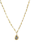 22K & 18K Bezel-Set Freeform Rosecut Blue Sapphire Pendant - Peridot Fine Jewelry - Petra Class