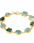 22K & 18K Bezel-Set Multi Natural Rough Aquamarine & Green Tourmaline Bracelet - Peridot Fine Jewelry - Petra Class