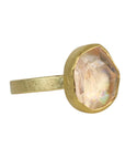 22K & 18K Bezel-Set Natural Organic Rough Morganite Ring - Peridot Fine Jewelry - Petra Class
