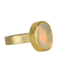22K & 18K Bezel-Set North/South Oval Faceted Ethiopian Opal Ring - Peridot Fine Jewelry - Petra Class