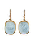 22K & 18K Bezel - Set Rectangle Cabochon Aquamarine Earrings - Peridot Fine Jewelry - Rosanne Pugliese