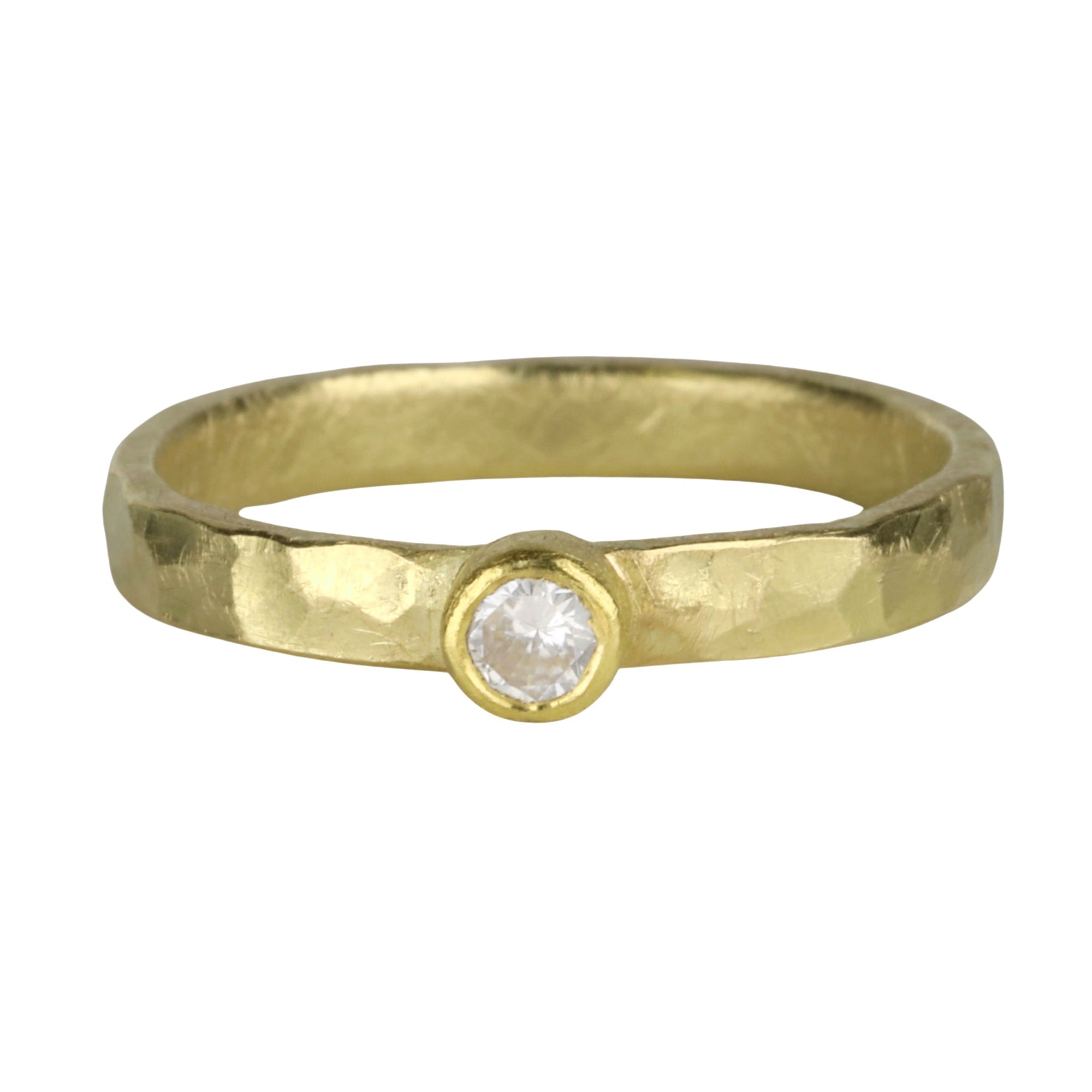 22K &amp; 18K Bezel - Set Round Diamond Ring - Peridot Fine Jewelry - Petra Class