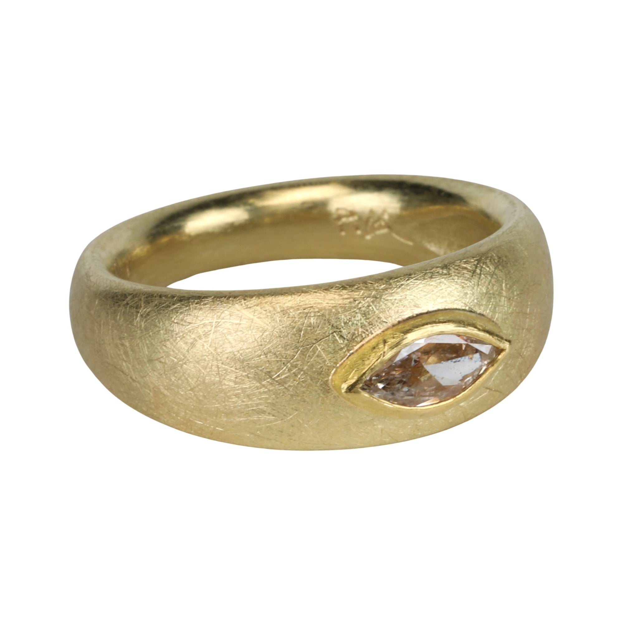 22K &amp; 18K Domed Band with East/West Marquise Champagne Diamond - Peridot Fine Jewelry - Petra Class