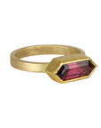 22K & 18K East - West Elongated Hexagonal Garnet Ring - Peridot Fine Jewelry - Petra Class