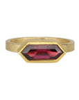22K & 18K East - West Elongated Hexagonal Garnet Ring - Peridot Fine Jewelry - Petra Class