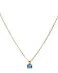 22K & 18K East - West Emerald Cut London Blue Topaz Pendant - Peridot Fine Jewelry - Rosanne Pugliese