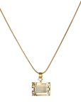 22K & 18K Gold and Emerald - Cut Citrine Pendant with Marquise Diamond Bale Detail - Peridot Fine Jewelry - Rosanne Pugliese