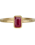 22K & 18K Gold Bezel - Set Emerald Cut Ruby Ring - Peridot Fine Jewelry - Petra Class