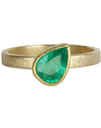 22K & 18K Gold Bezel - Set Faceted Teardrop Zambian Emerald Ring - Peridot Fine Jewelry - Petra Class
