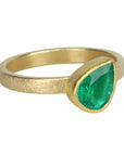 22K & 18K Gold Bezel - Set Faceted Teardrop Zambian Emerald Ring - Peridot Fine Jewelry - Petra Class
