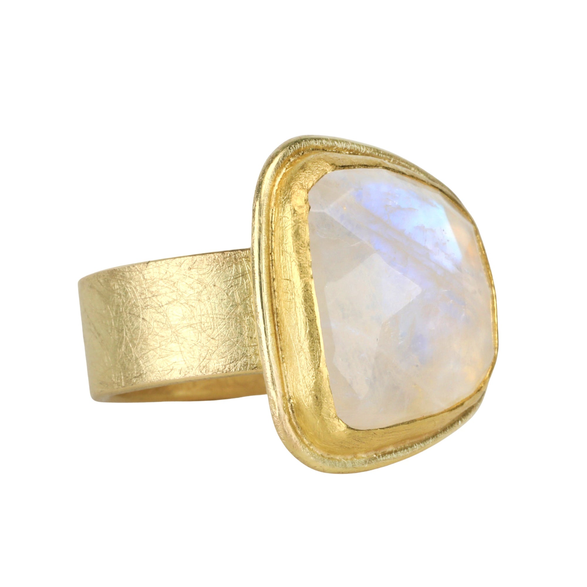 22K &amp; 18K Gold Faceted Moonstone Ring - Peridot Fine Jewelry - Petra Class